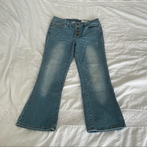 Treasure & Bond Sz 28 Light Wash Mid-rise Skinny Flare Jeans Cropped - Picture 1 of 4